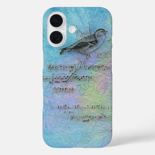 Vogel- und Musikdesign in Aquarell Case-Mate iPhone Hülle (Rückseite)