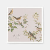 Vögel und Ohren, romantisches rosa Papier Napkin Serviette (Vorderseite)