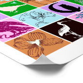 Vögel und Pflanze Silhouette Tierkollage Art Poster (Ecke)