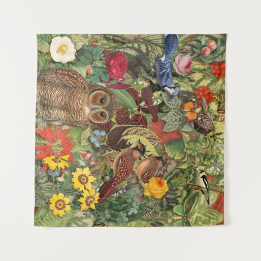 Vögel und Pflanze Wandteppich (Vorderseite (Horizontal))