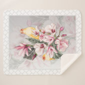 Vögel und rosa Magnolienblüten Sherpadecke (Vorderseite (Horizontal))