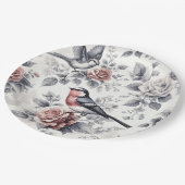 Vögel und Rose Pappteller (Schrägansicht)
