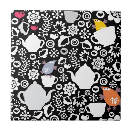 Vogel- und Schalenmuster Fliese (Vorderseite)