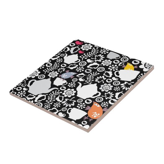 Vogel- und Schalenmuster Fliese (Seite)