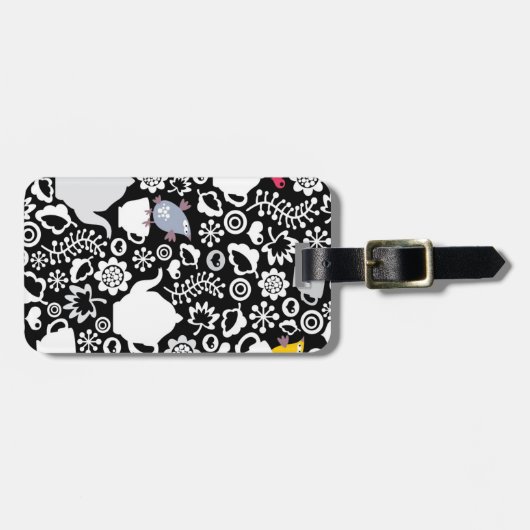 Vogel- und Schalenmuster Gepäckanhänger (Vorderseite horizontal)