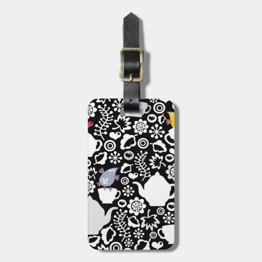 Vogel- und Schalenmuster Gepäckanhänger (Vorderseite vertikal)