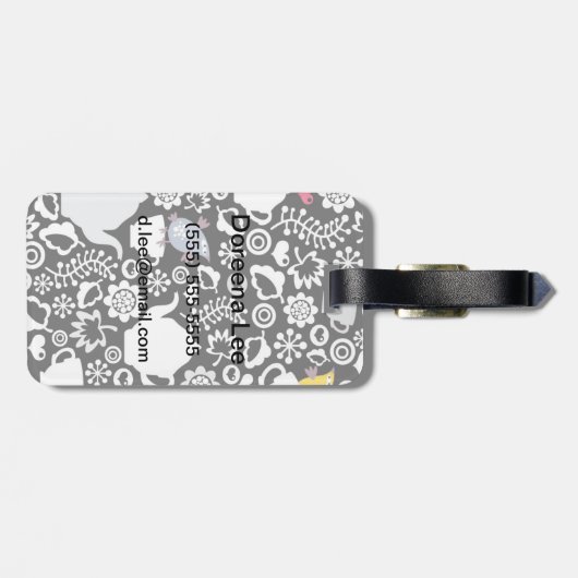 Vogel- und Schalenmuster Gepäckanhänger (Rückseite horizontal)