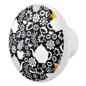Vogel- und Schalenmuster Keramikknauf (Rechts)