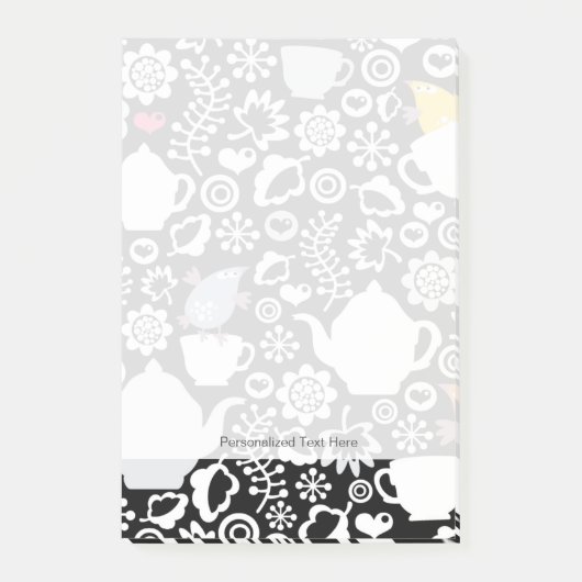 Vogel- und Schalenmuster Post-it Klebezettel (Vorderseite)