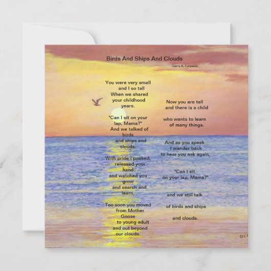 VÖGEL UND SCHIFFE UND SCHLIESSUNGEN DANKESKARTE (Vorderseite)