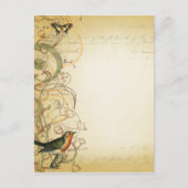 Vogel und Schmetterling Swirl Extravagant Postkarte (Vorderseite)