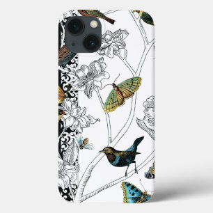 Vögel und Schmetterlinge im schwarz-weißen Hinte Case-Mate iPhone Hülle