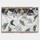 Vögel und Schmetterlinge im schwarz-weißen Hinterg Decke (Vorderseite)