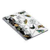 Vögel und Schmetterlinge im schwarz-weißen Hinterg Notizblock (Rechte Seite)