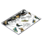 Vögel und Schmetterlinge im schwarz-weißen Hinterg Notizblock (Linke Seite)