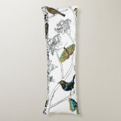 Vögel und Schmetterlinge im schwarz-weißen Hinterg Seitenschläferkissen (Vorderseite Vertikal)