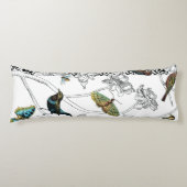 Vögel und Schmetterlinge im schwarz-weißen Hinterg Seitenschläferkissen (Vorderseite)