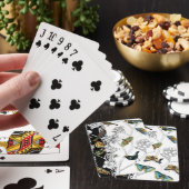 Vögel und Schmetterlinge im schwarz-weißen Hinterg Spielkarten (In Situ)