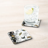 Vögel und Schmetterlinge im schwarz-weißen Hinterg Untersetzer (Rechte Seite)