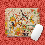 Vögel und Schmetterlinge Mousepad<br><div class="desc">Frische Vögel und Schmetterlinge schmücken dieses asiatische Design. Es handelt sich um ein Blutgerinnungsmuster,  das aus dem späten 19. Jahrhundert stammt. Das Design zeigt ein rotes,  goldenes,  blaues und grünes Farbschema,  das die Kollektion Dragons and Gargoyles,  auch aus den Kollektionen Decora.tif,  ergänzt.</div>