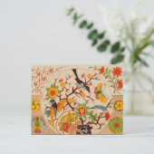 Vögel und Schmetterlinge Postkarte (Stehend Vorderseite)