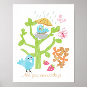 Vogel- und Schmetterlingswandkunst Poster
