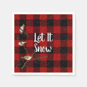 Vögel und Schneeflocken auf Büffel kariert Serviette (Vorderseite)