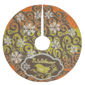 Vogel- und Schneeflocken-Wirbel Holiday Tree Skirt Polyester Weihnachtsbaumdecke (Vorderseite)