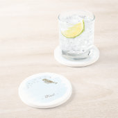 Vögel und Schrift Sandstone Untersetzer Blau (Seite)