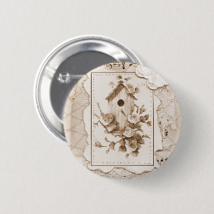 Vögel und Shabby Chic Button
