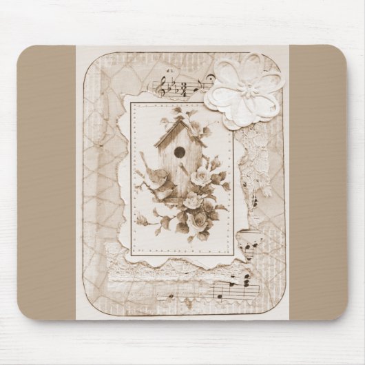 Vögel und Shabby Chic Mousepad (Vorne)