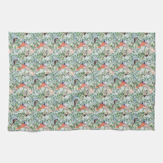 Vögel und Snowberries Geschirrtuch (Horizontal)