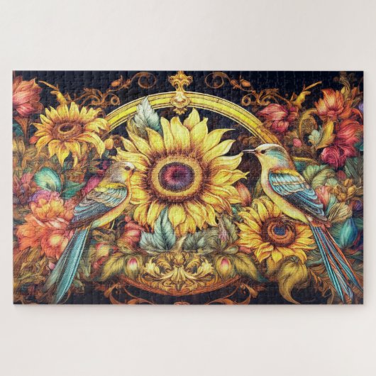 Vögel und Sonnenblumen Puzzle (Horizontal)