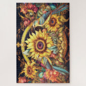Vögel und Sonnenblumen Puzzle (Vertikal)