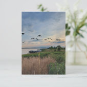 Vögel und Sonnenuntergang auf der Grußkarte des On (Stehend Vorderseite)