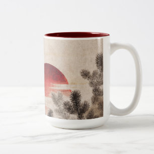 Vögel und Sonnenuntergänge von Katsushika Hokusai Zweifarbige Tasse