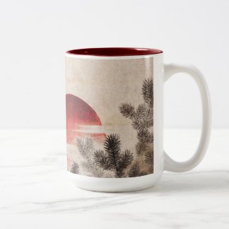 Vögel und Sonnenuntergänge von Katsushika Hokusai Zweifarbige Tasse