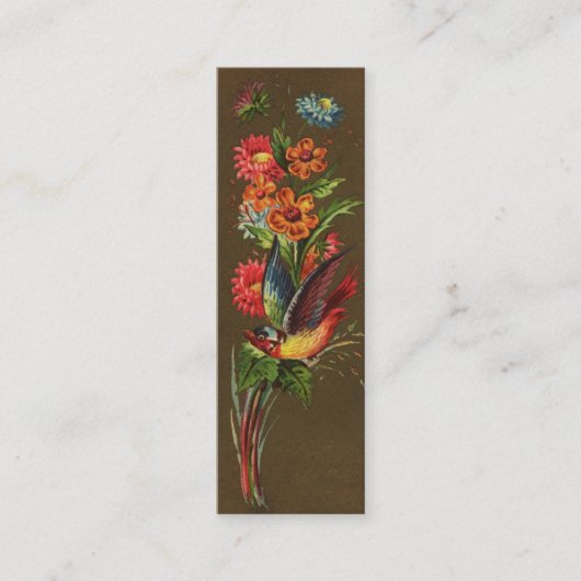 Vogel und sortierte Blumen viktorianisch Mini Visitenkarte (Vorderseite)