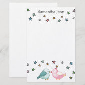 Vögel und Sterne küssen Briefpapier (Vorne/Hinten)