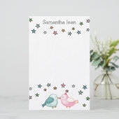 Vögel und Sterne küssen Briefpapier (Stehend Vorderseite)