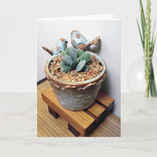 Vögel und Succulents Notecard Karte (Vorderseite)