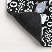 Vögel und Tassen Muster Mousepad (Ecke)