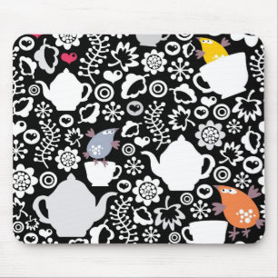 Vögel und Tassen Muster Mousepad