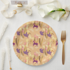 Vögel und Uniköre auf der Frühjahrswiese Pappteller