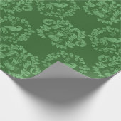 Vogel- und Vase-Damast (grün des Jägers) Geschenkpapier (Ecke)