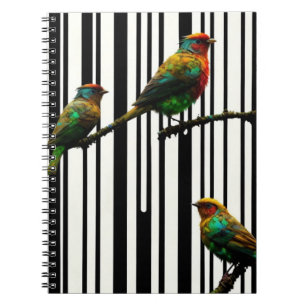 Vögel und vertikale Linien Notizblock