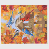 Vögel und Vogelfeeder Herbst-Herbstfarben Geschenkpapier (Flach)
