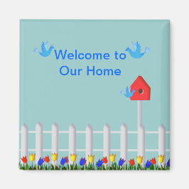 Vögel und Vogelhaus Willkommen auf unserer Zuhause Magnet