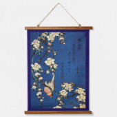 Vogel- und Wachtkirsche Tree, Hokusai Wandteppich Mit Holzrahmen (Vorderseite)