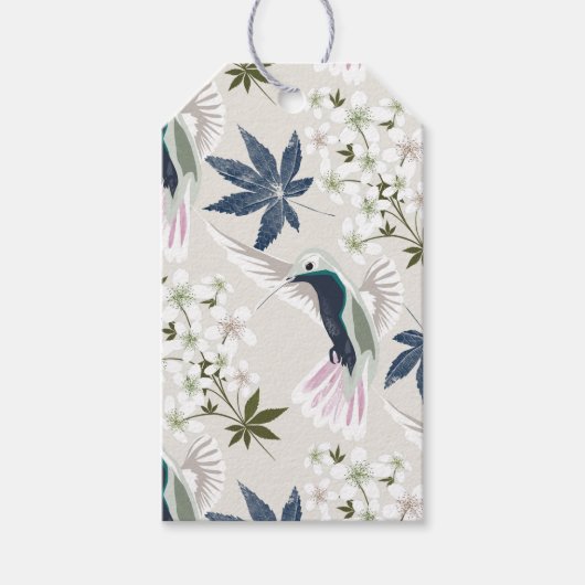 Vögel und weiße Blume. Geschenkanhänger (Vorderseite)